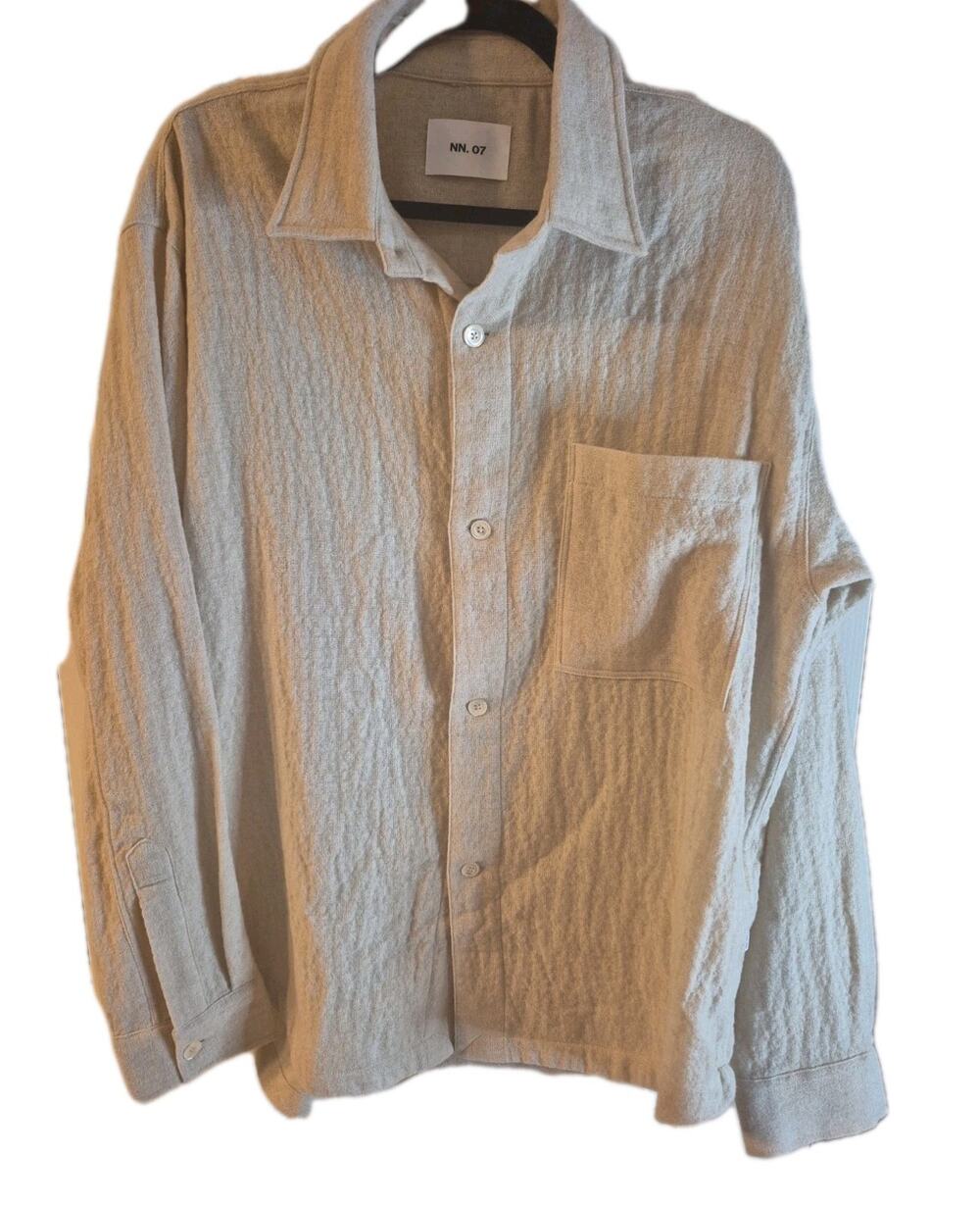 NN07 No Nationality Wool Blend Overshirt Siz XL Mens Natural Oatmeal Relaxed